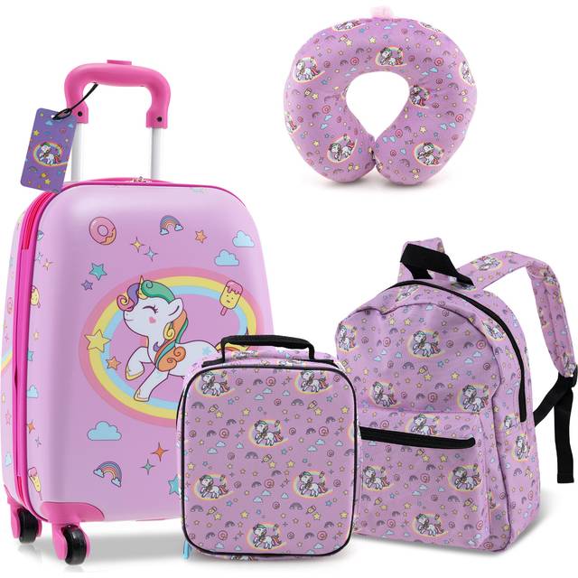 Costway Set of 5 Kids Purple Luggage Set - 49 x 32 x 24cm