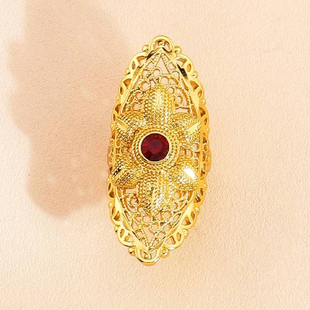 SHEIN 1pc Fashion Gold Hollow Ring Wide Face Adjustable Ring Suitable For Women To Wear Daily Holiday Gifts