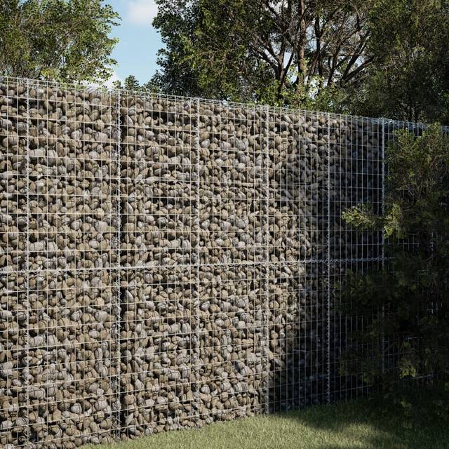 vidaXL Gabion Basket with Cover 150x100x200 cm Galvanised Iron - Silver