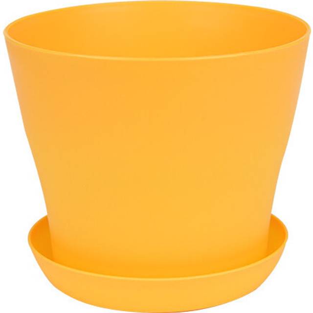(Orange) Plastic 17cm Plant Pots With Saucers Planters With Drainage Round Flower Plant