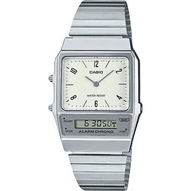 Casio Vintage Analog Digital Dual Time Stainless Steel Bracelet White Dial Quartz AQ-800E-7A2 Unisex Watch