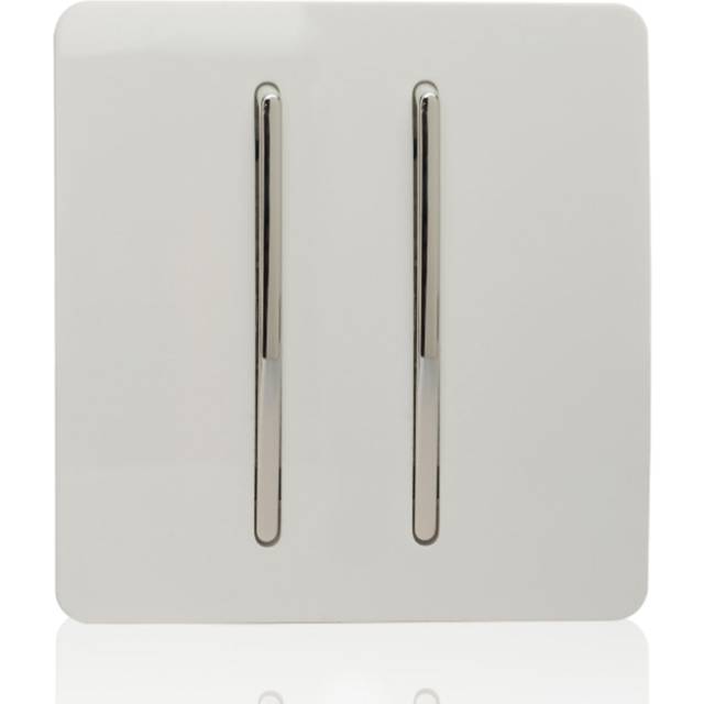 Trendi Artistic Modern Glossy Tactile Auto Retractive 2 Door Bell Switch White ART-2DBWH