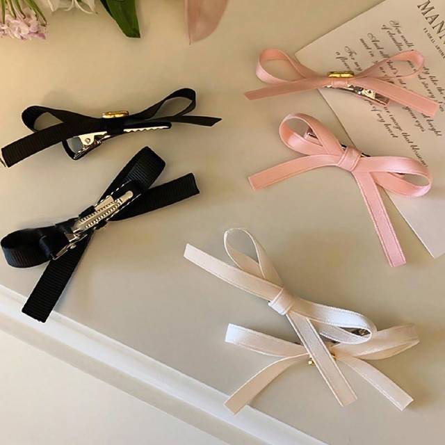 SHEIN 6pcs Simple Ribbon Bow Hair Clips For Girls, Ballet Style Hair Barrettes