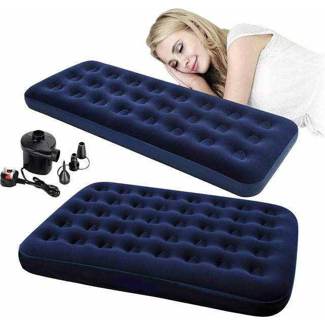 Inflatable air bed mattress single/double with pump | camping airbed blow-up