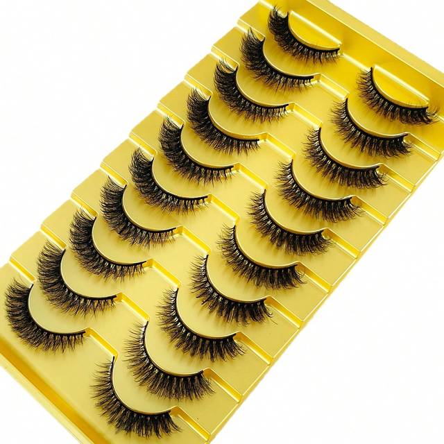 SHEIN 10pairs 5d Mink Fur False Eyelashes,Crossed & Voluminous Natural And Dramatic Lashes