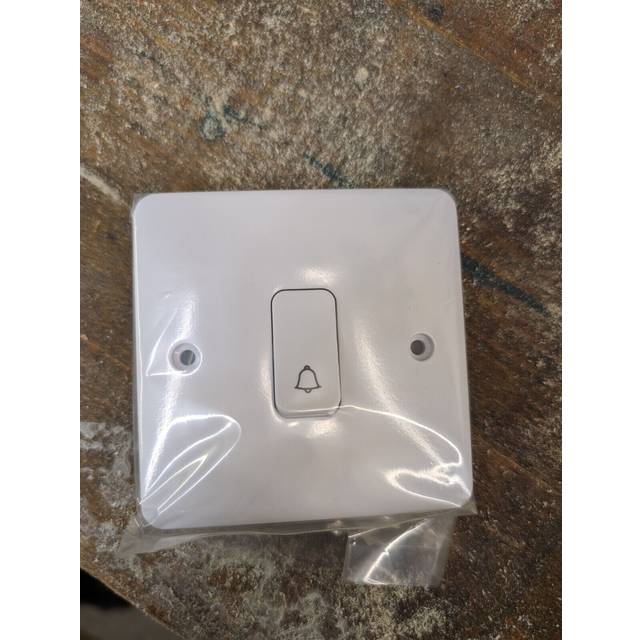 Hager Sollysta 1 Gang Push Switch With Bell Symbol White