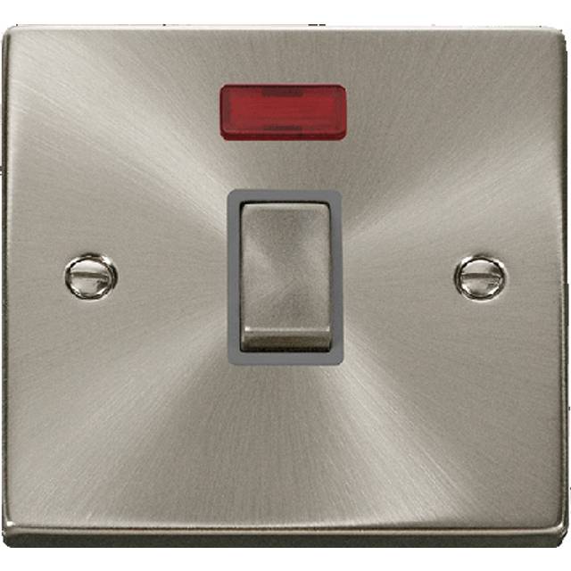 Click Deco 20A 1 Gang DP 'Ingot' Switch with Neon Satin Chrome Insert Grey