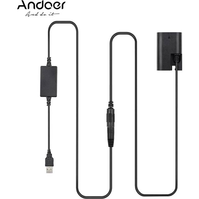 Andoer DR-E6 USB Power Kit AC Adapter Replacement DC Coupler Dummy Battery Single USB Input black