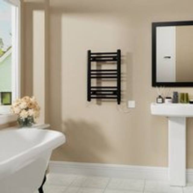 Warmehaus - Electric Bathroom Radiator Straight Black 600x400mm 200W