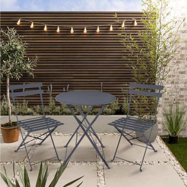 Lucerne Bistro Table & 2 Folding Chairs in Carbon