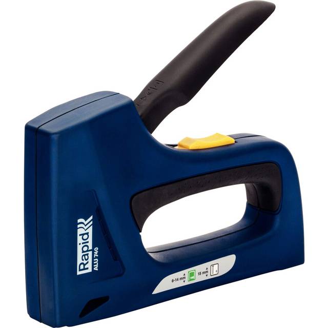 Heavy Duty Dual Staple Gun ALU740 for No. 140 Staples and No. 8 Brads, Manual Staple Gun with 2-Step Force Adjuster, Soft Grip, and All-Steel Interior