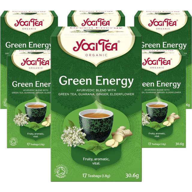 Yogi Tea, Green Energy, Organic Herbal Tea, Blend of Green Tea, Guarana, Ginger and Elderflower, 6 Packs x 17 Tea Bags (102 Teabags Total)