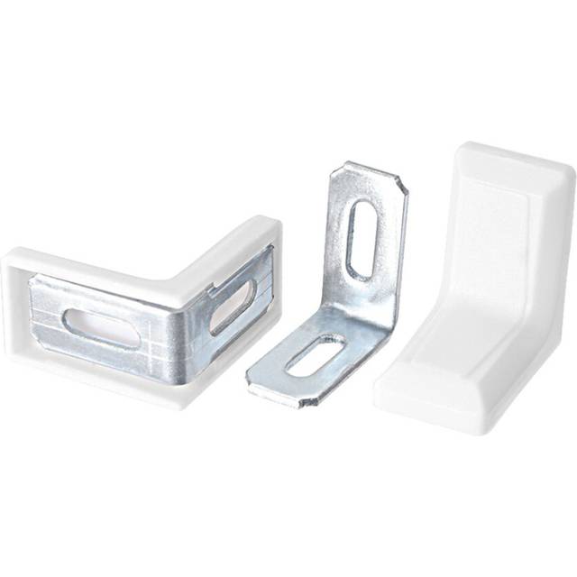29mmx29mmx18mm Metal Plastic L Shaped Angle Bracket Shelf Corner Brace White, Pack of 15