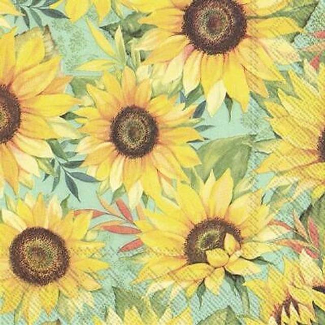 Ihr cocktail paper napkins vincent green sunflower 3ply disposable serviettes