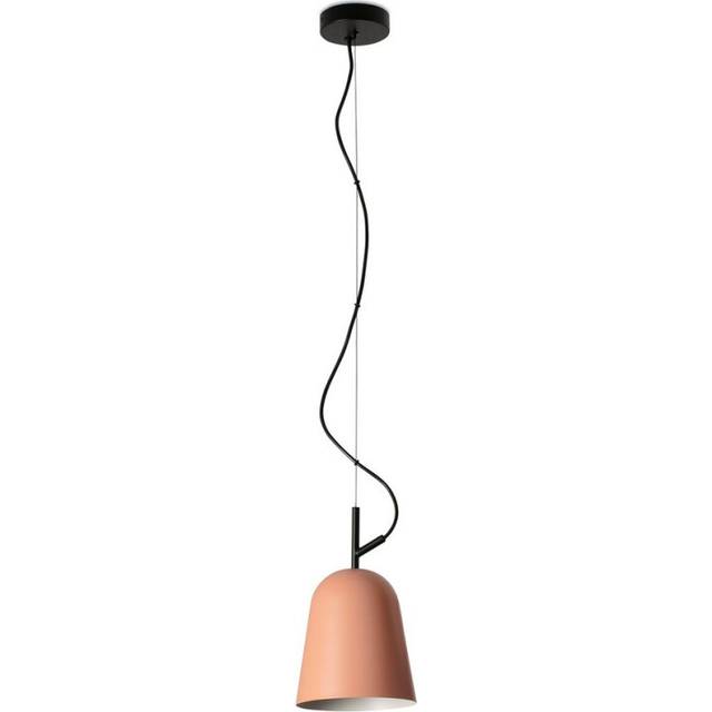 Faro Studio 16cm Dome Pendant Ceiling Light Matt Black, Pink
