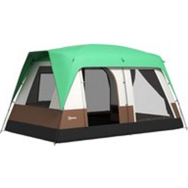 Outsunny Seven-man Camping Tent, With Small Rainfly And Accessories - Green