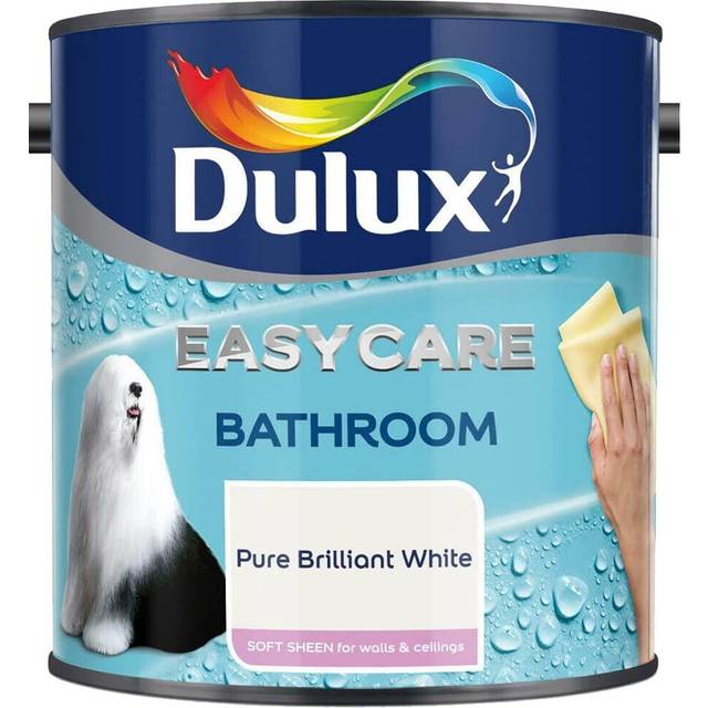 Dulux easycare bathroom soft sheen paint walls &ceilings pure brilliant white 1l
