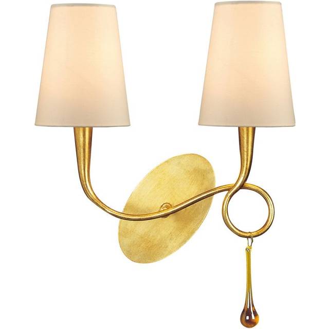 Mantra M0547 Paola Wall Lamp 2 Light E14 Gold Painted Cream Shades &am