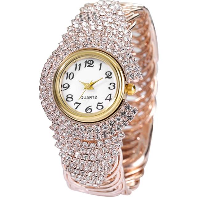 VEANXIN Women Elegant Crystal Watch Ladies Bracelet Diamond Watch Round Dial Trend Watch for Women Analog Luxury Bangle Quartz Wristwatch