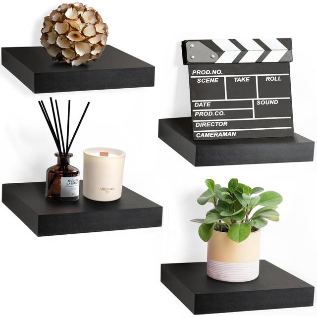 Sorbus Square Floating Shelf for Wall  4 Small Shelves with Invisible Mounting Brackets for Living Room Decor  Bedroom  Bathroo