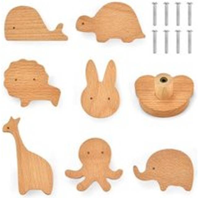 Alwaysh - 8 pcs Solid Wood Drawer Knobs Wooden Knobs for Dressers Wooden Cabinet Door Knobs Wooden Furniture Handle Wooden Drawer Knobs with Screws
