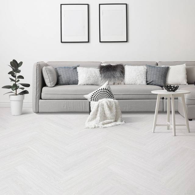 Liberty Floors Misty White Oak - Lifestyle SPC Herringbone 5.5mm Rigid Core Vinyl Flooring (116792)