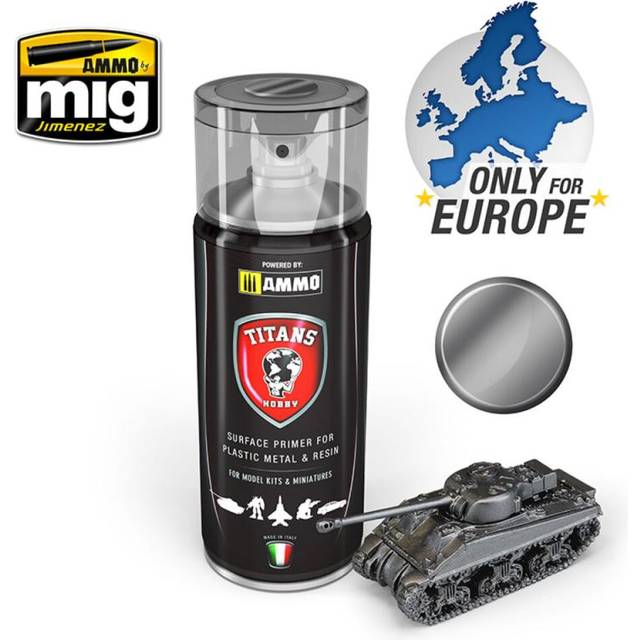 Ammo by Mig Titans Hobby 117 Gun Metal Primer 400ml Model Spray Paint Can