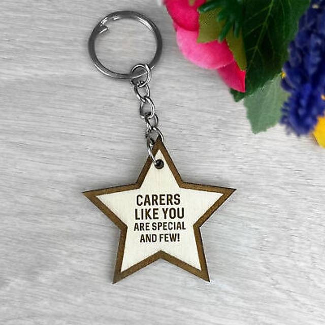 Thank you gift for carer wooden keyring gift for nurse gift for him her