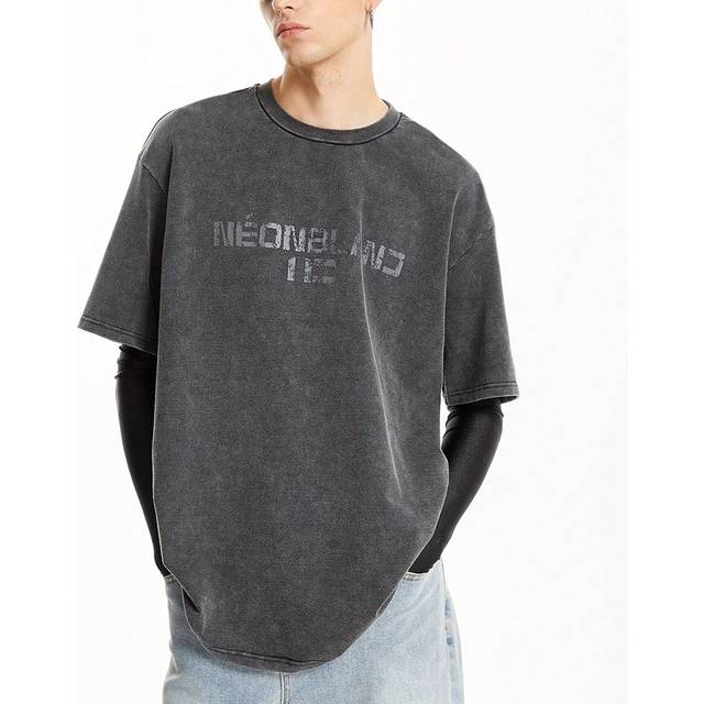 Manfinity Men&#39;s Knitted Casual Ink Printed Short Sleeve T-Shirt With Snowflakes Pattern, Round Neck And Drop Shoulders, Suitable For Summer And Daily Wear
