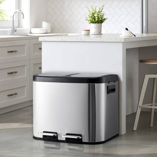 Edmondo 20L Stainless Steel Step On Cabinet Trash Can - Sand Steel (20L)