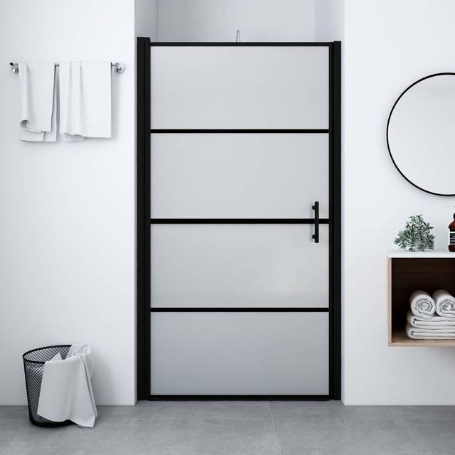 Kruger Semi-Frameless Glass Hinged Shower Door - Stainless Steel (195cm H x 78-81cm W)