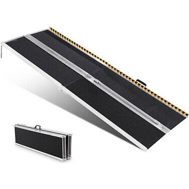 VEVOR Tragbare Rollstuhlrampe, 2,13 m, 363 kg Tragkraft, rutschfeste Aluminium-Klappschwellenrampe, faltbare Rollstuhlrampe f&#xFC;r Mobilit&#xE4;tsroller, Behindertenrampe f&#xFC;r Hausstufen, Treppen, T&#xFC;ren, Bords