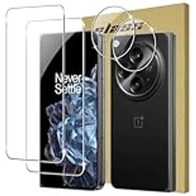 Lemxiee härdat glas för OnePlus öppet skärmskydd [2+2-pack] kameralinsskydd och HD härdat glasfilm för OnePlus Open