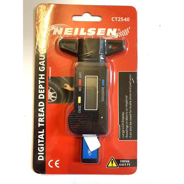 Digital tyre tire tread depth gauge / brake shoe or pad wear large lcd display