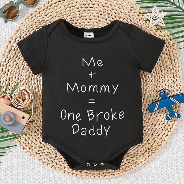 SHEIN Baby Boy Newborn Unisex Baby Bodysuit Letter Printing Cute Clothes For Infant Boy Girl