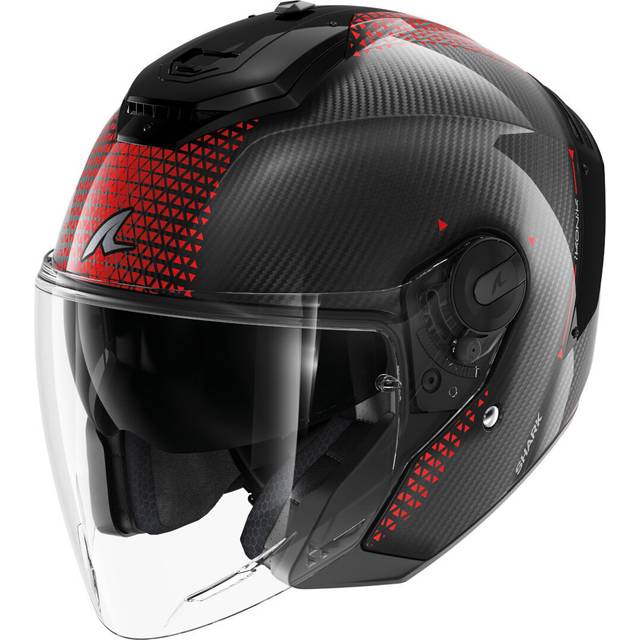 Shark RS Jet Carbon Ikonik Öppen Hjälm Carbon-Röd Krom