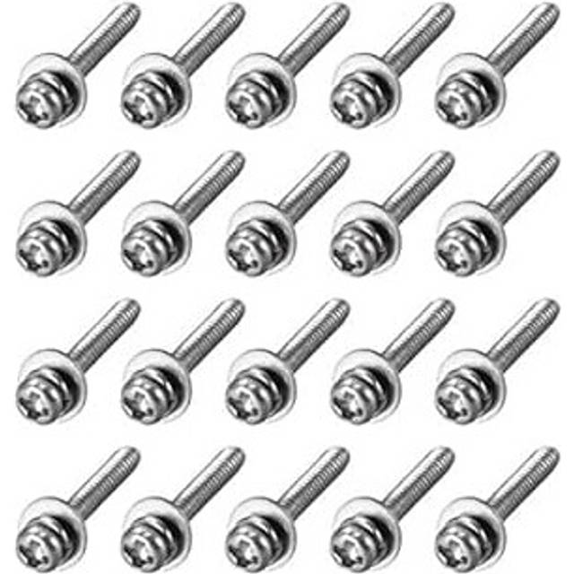 M2 x 12mm Stainless Steel Phillips Pan Head Machine Screws Bolts Combine with Spring Washer and Plain Washers 20pcs