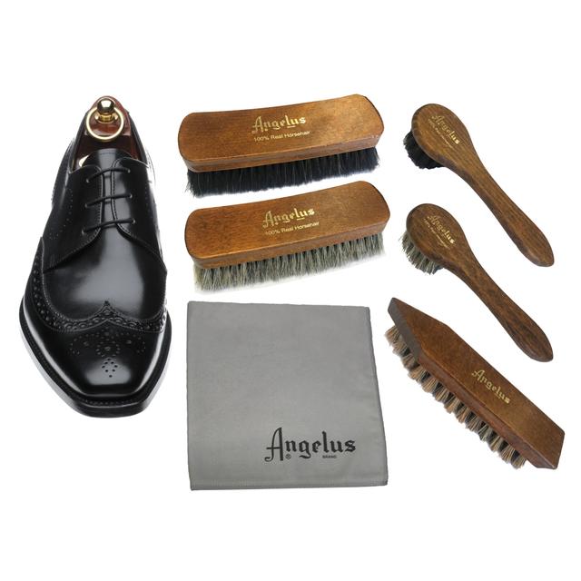 Horse hair dauber shoe brush grey clean shine buff leather shoes boots angelus