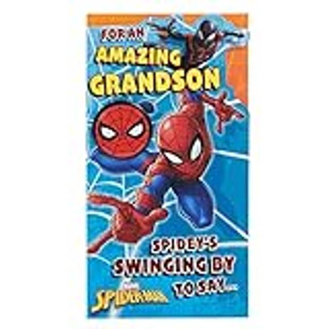 Marvel Spider-man Grandson Birthday Card With Badge