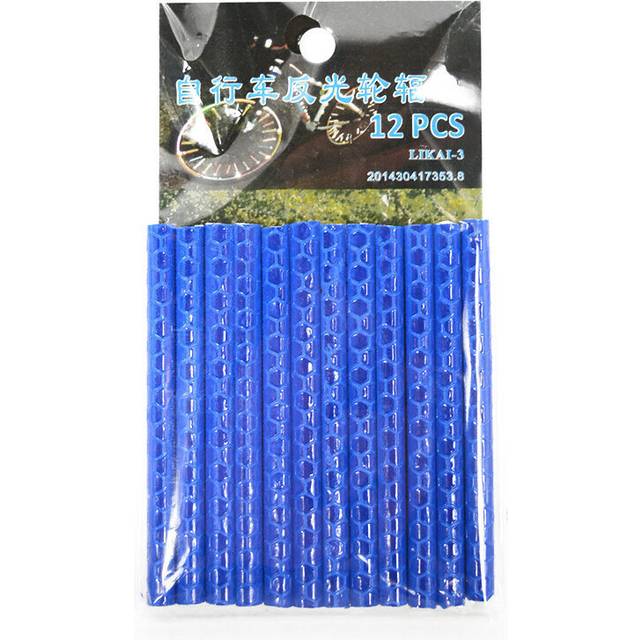 (a-blue) 12Pcs Bicycle Lights Wheel Rim Spoke Clip Tube Safety Warning Light Cycling Bike Strip Reflective Reflector Bicycle Accessories