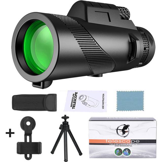 (With Tripod Black) 80x100 Monocular Telescope High Powered Zoom Monocular With Phone Adapter For Hunting Bird Watching Camping Hiking