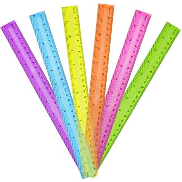 DAGONGREN 30 Pack Clear Plastic Rulers 12 Inch Transparent Assorted Co