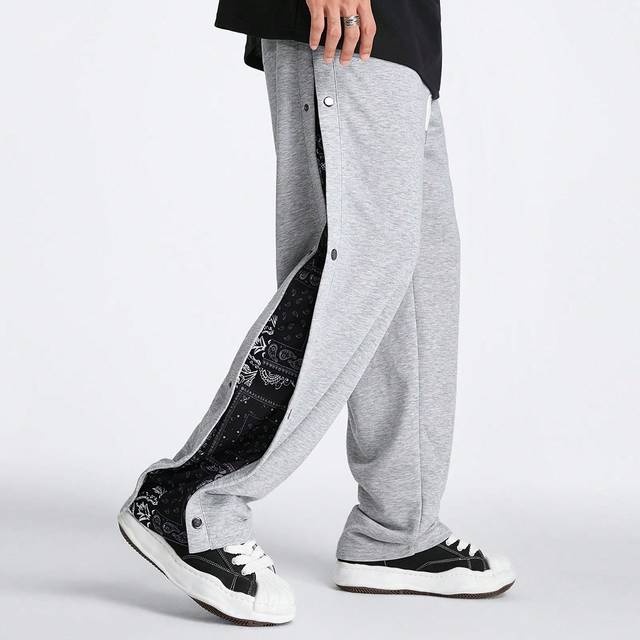 Manfinity Men&#39;s Loose Straight Knitted Long Joggers With Digital Print On Side