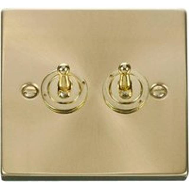Satin / Brushed Brass 2 Gang 2 Way 10AX Toggle Light Switch Se Home