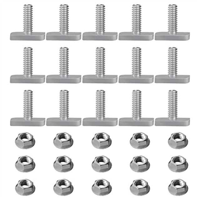 15Pcs T Slot Bolt Replacement,M8 X 20 Screws, A2-70 Rail Track Screws Track Nuts with 15 Flange Nut