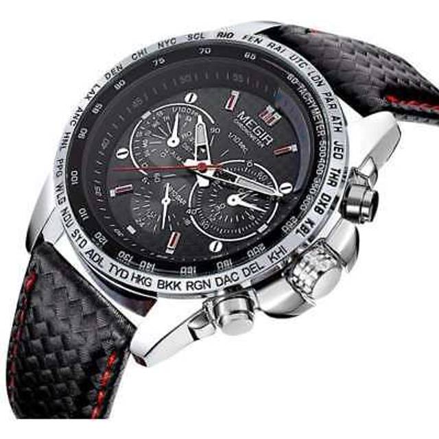 Luxury sport megir top quality leather bracelet men fashion watch