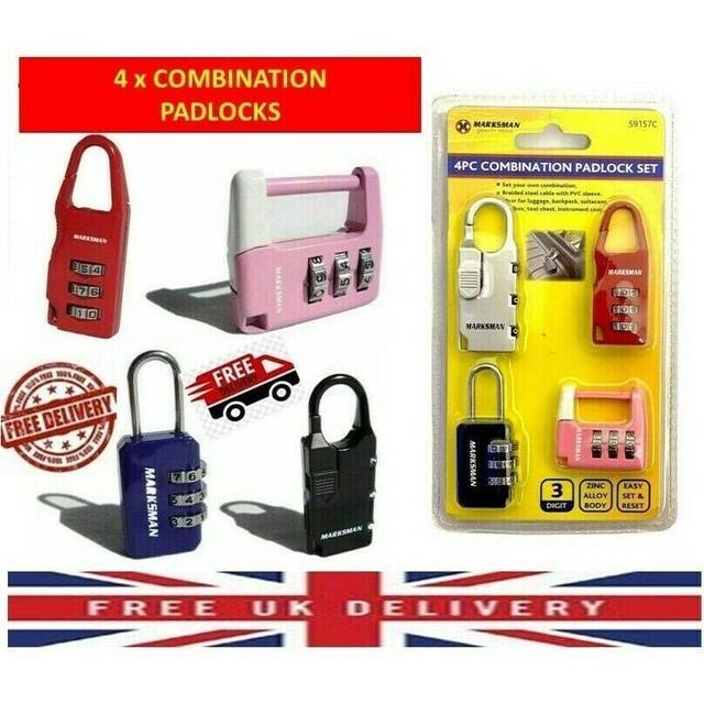 Set of 4 pcs combination padlock lock for luggage suitcase lockers home office