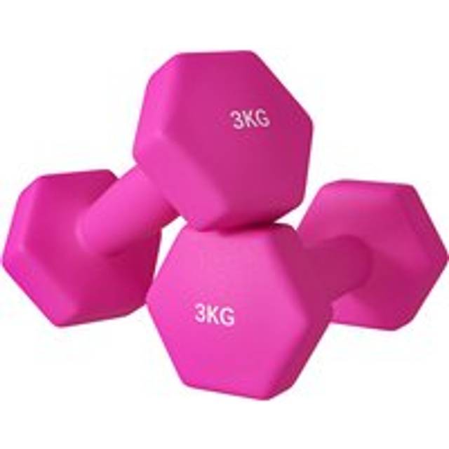 SPORTNOW 2 x 3kg Hexagonal Dumbbells Weights Set with Non-Slip Grip for Home Gym Workout, Pink Aosom UK