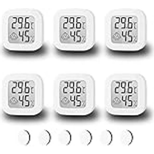 Digital termohygrometer, termometer hygrometer inomhus 6 stycken, Nizirioo liten temperatur och luftfuktighetsmätare med display i ℉/℃, digital temperatursensor med hög precision för inomhus, babyrum