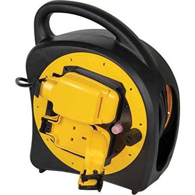 Outdoor Extension Lead 20m Weatherproof Garden Power Socket 2 Way Case Reel UK Plug Socket Splashproof IP54 Rated With Thermal CutOut Protection